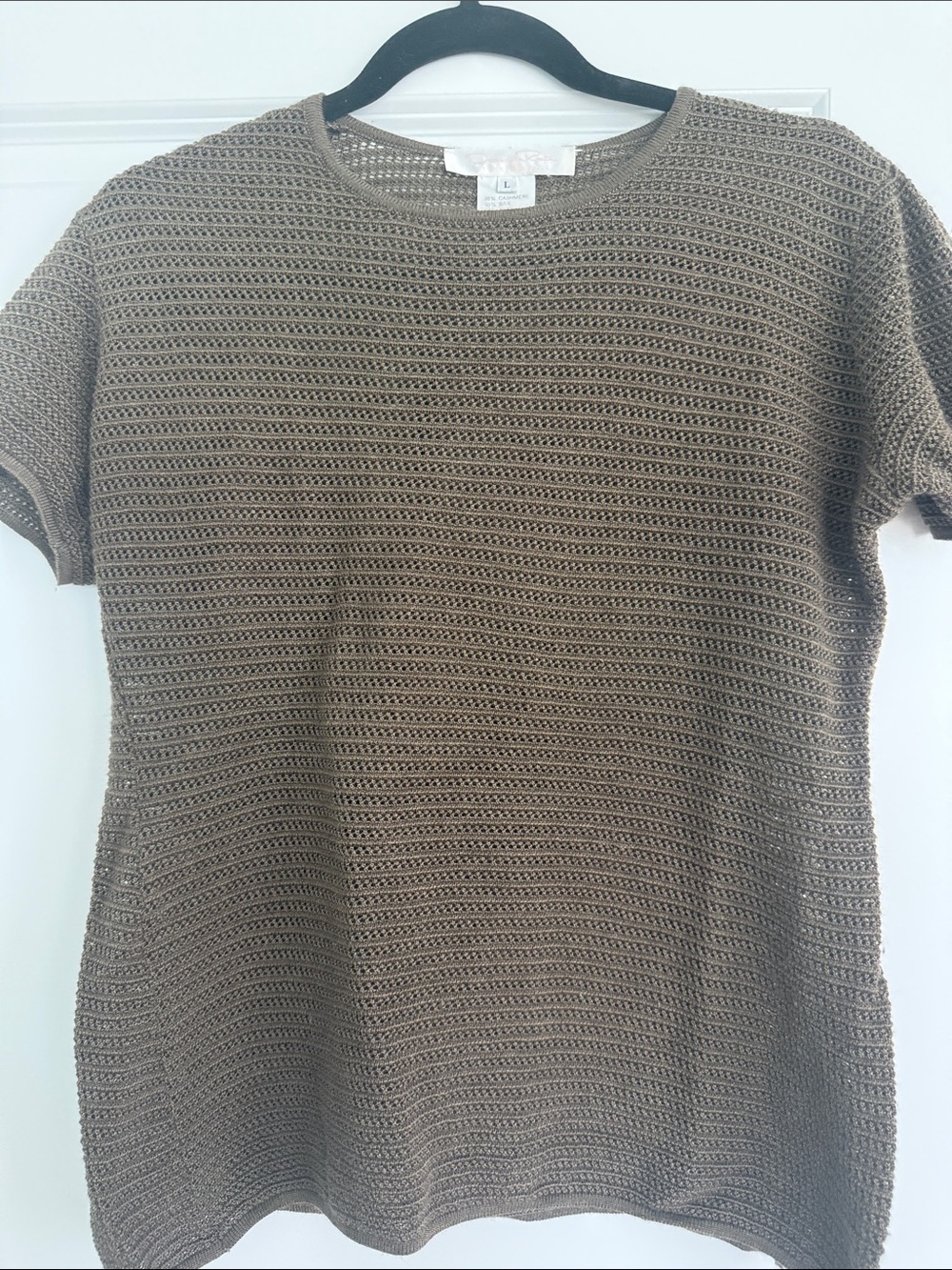 Oskar de la rental Knit cashmere /silk Short-Sleeve Top